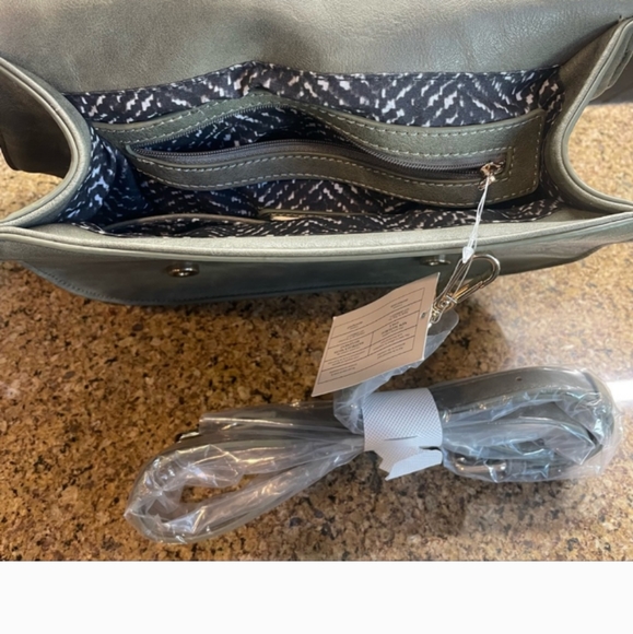 Urban Expression Grey Faux Leather Crossbody Purse. - Picture 5 of 5